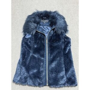 Marc New York‎ Faux Fur Vest Womens XS Zip Front Sleeveless Jacket Andrew Marc